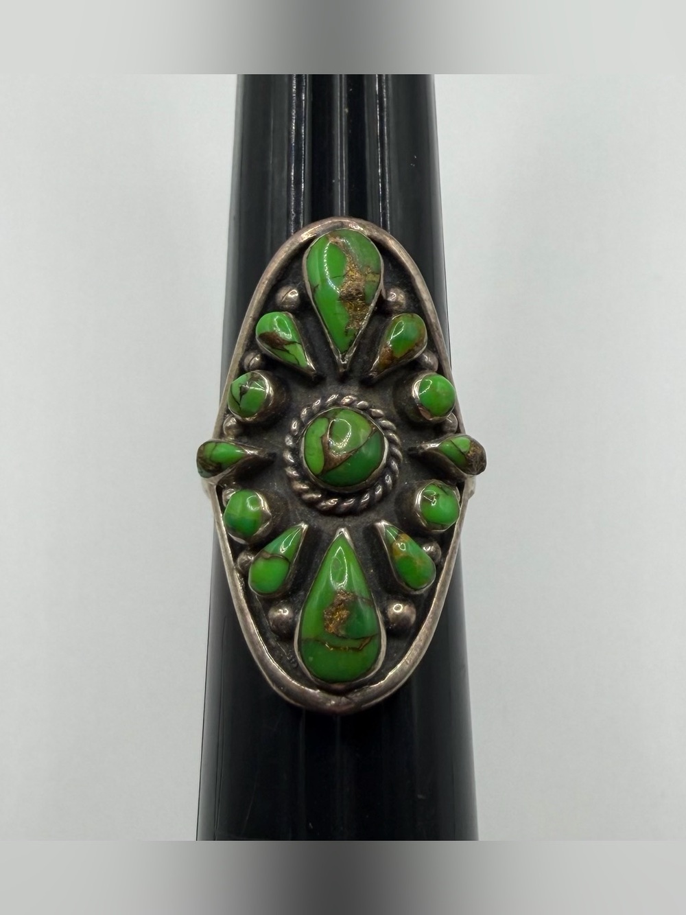 Green Turquoise Sterling Silver 925 Ring - Size 7